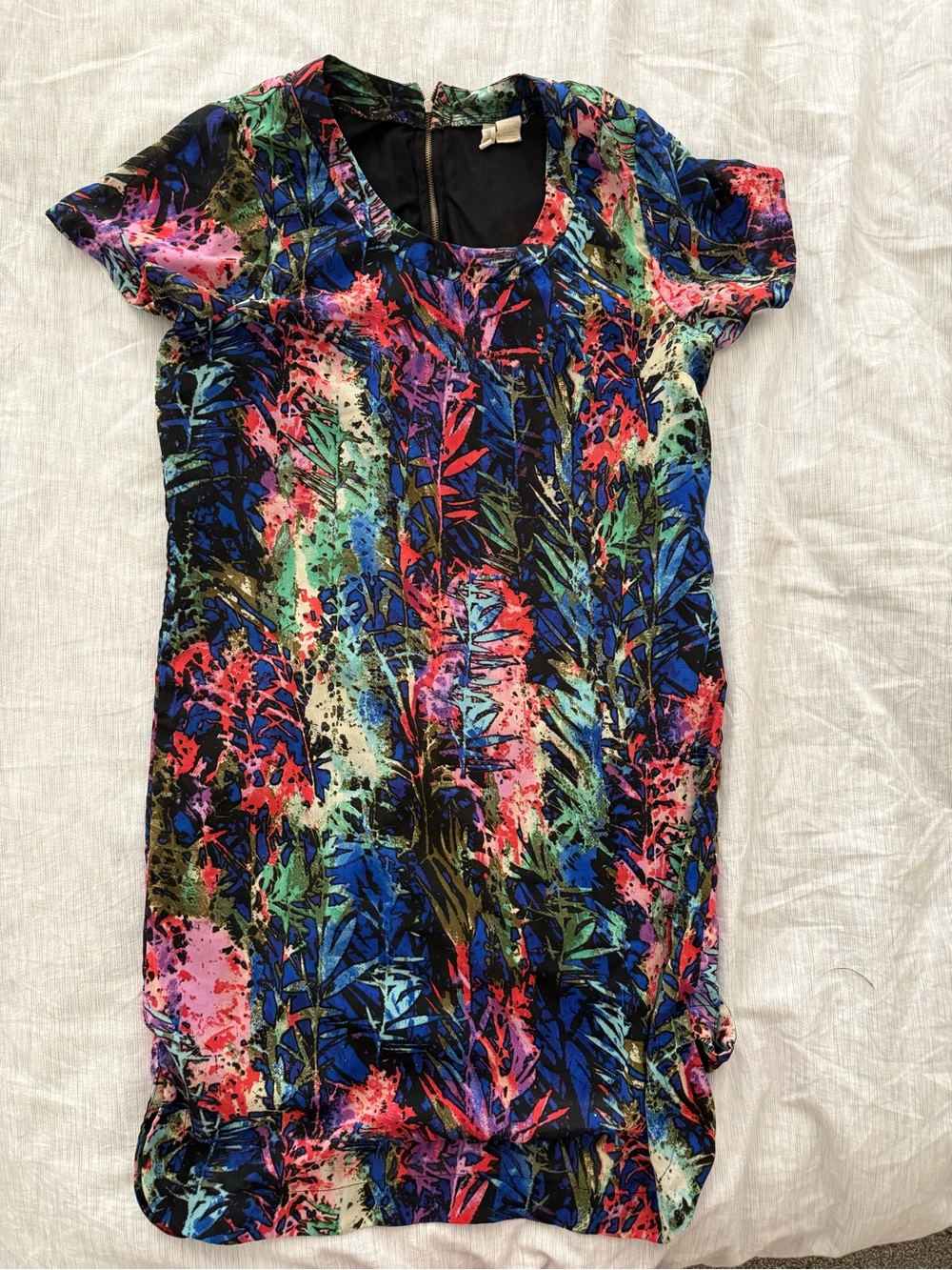 Japna Multicolor Floral Mini Dress — Blue, Pink, Green
